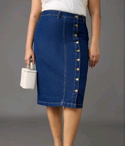 Denim Button-Down Skirt