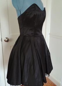 Black Strapless Bow Elastic Tulle Cocktail Party