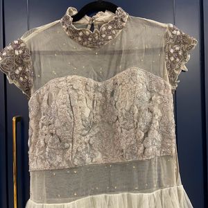 Elegant Tulle Gown with Silver Embellishments