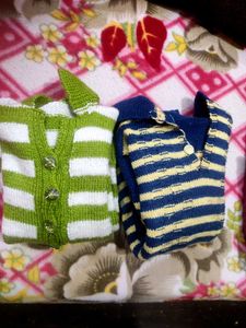 Green &amp; White Striped Baby Sweater