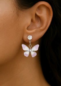 Elegant Lavender & White Butterfly Earrings