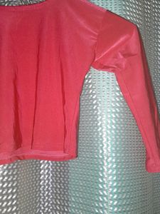 Round Neck Strechable Pink Crop-top/blouse