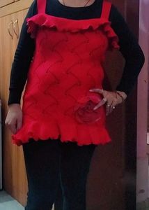 Red Knitted Sleeveless Top