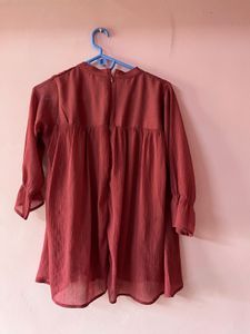 Floral Embroidered Top With Red Color Tunic Free