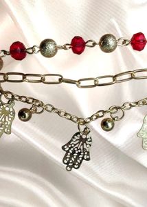 Layered Gold Charm Bracelet Set