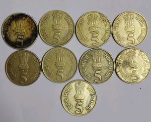 Old Rare Coin Of 5₹ 9 Pcs Set.
