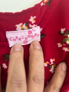 Red Floral Girls Dress