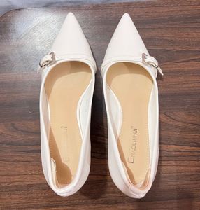 Elegant Patent White Pointed-Toe Heels