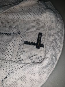 White Crochet Shorts with Black Trim