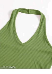 Lime Green Backless Halter Neck Top