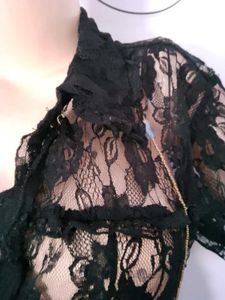 Black Net Shirt Top