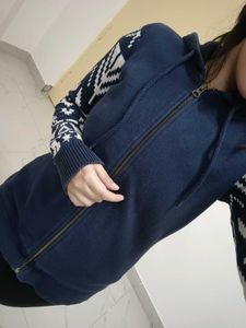 Fame Forever Blue Block Print Jacket/Sweater