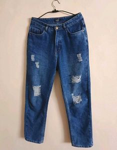 Women High Waist Ripped Jeans