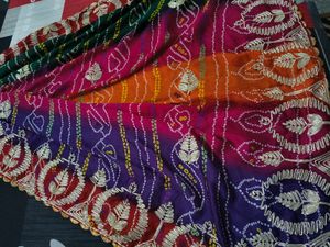 Beautiful multicolour gota patti saree