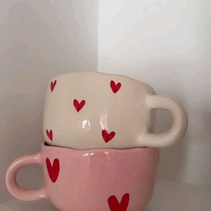 Heart Print Ceramic Mugs