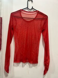 Red Beautiful Mesh Top