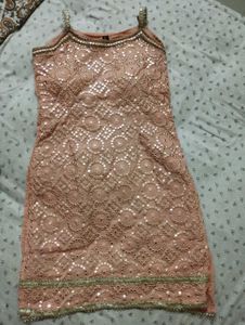 PRETTY PEACH HEAVY SHARARA 3 PIECE SET