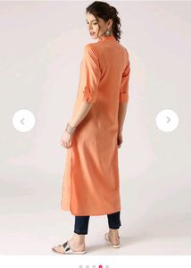 Libas Straight Orange and White Striped Kurta