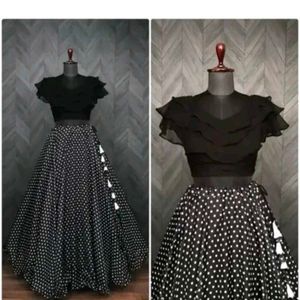 Black Polka Dot Lehenga Choli