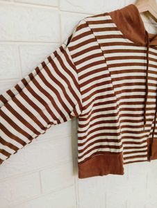 Striped Brown &amp; White Hoodie