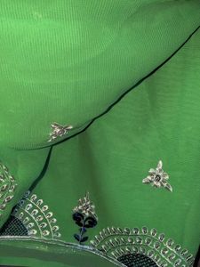 New Green Embroidered Saree