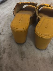 Woven Mustard Slides