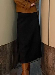 Black A-Line Midi Skirt