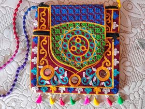 💚✨Embroidered Mirror Work Crossbody Bag