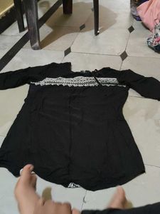 Black Embroidered Tunic Top