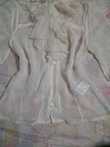 Vintage Cottagecore Lace Ruffle Blouse