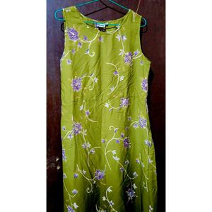 Olive Green Floral Dress