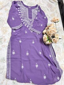 Purple Chickenkari Kurti New