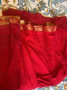 Red Chiffon Saree