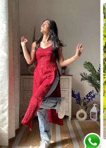 Chikankari Maroon Kurti
