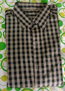 Black Beige Chackered Men Shirt