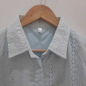Eyelet Embroidered Floral Shirt