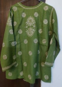 Green Embroidered Top