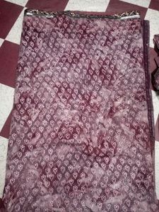 Pink Saree Half Net &amp; Georgette