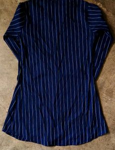 Striped Embroidered Shirt Dress