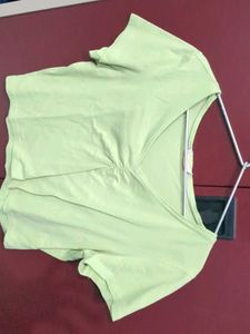 Green Ruched Cropped Tee