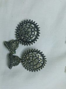 Silver Jhumka Earring Set