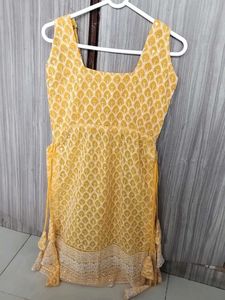 Bright Yellow Printed Cotton Dress