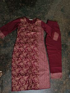 Elegant Maroon Kurta Pant Set
