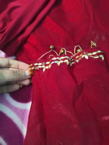 New Trendy Neck Design Frock Party Wear In Red Col