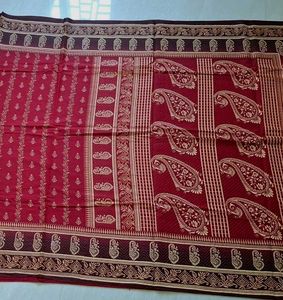 New Pure Cotton Maroon Saree🌼