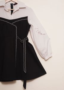 Black Mini Dress with White Accents