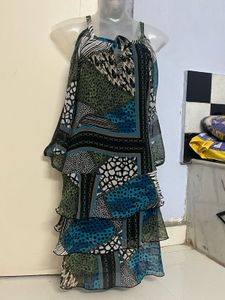 Pintrest Tiered Abstract Print Dress