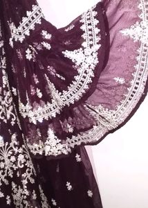 Pakistani Sharara Set..Maroon Colour net Embroider