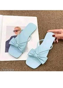 Stylish Blue Bow Thong Sandals