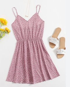 SHEIN Pink Ditsy Floral Print Cami Dress